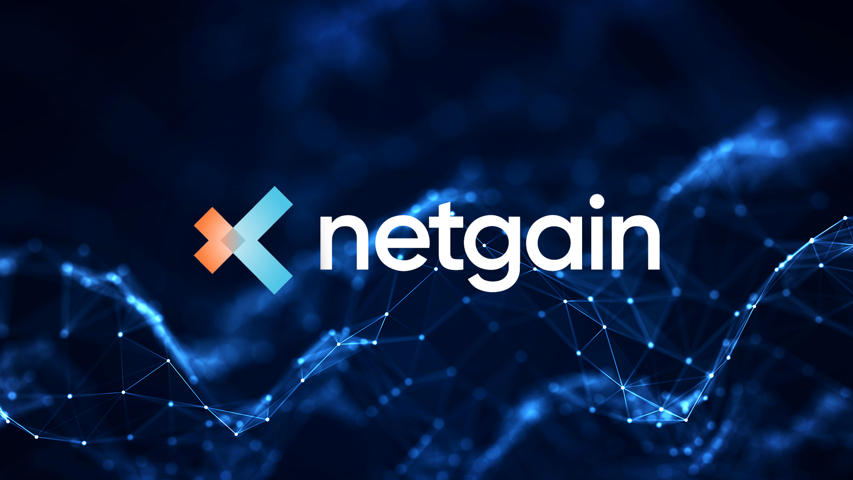 Netgain logo over a technology workflow background
