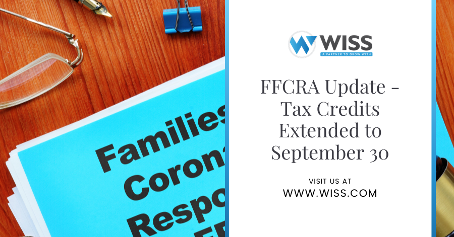FFCRA Update – Tax Credits Extended to September 30